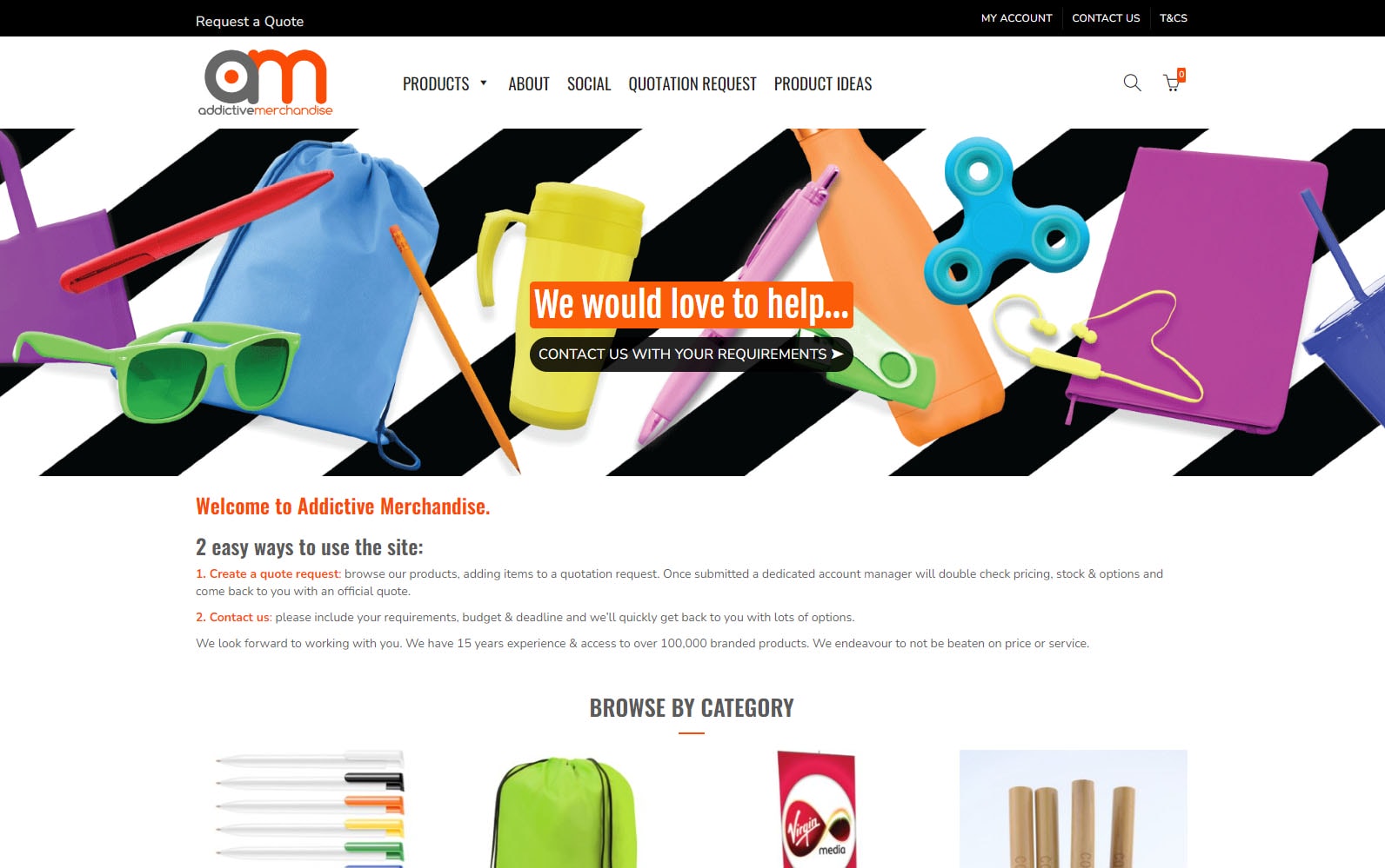 addictive merchandise website screenshot