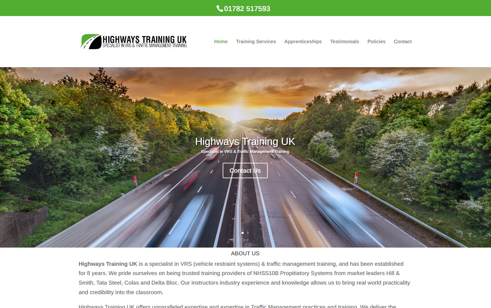 highways training uk website screenshot