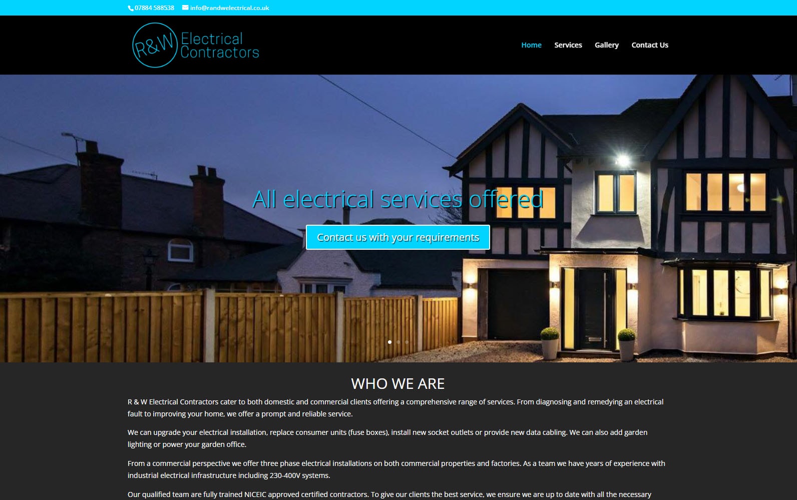 rw electrical contractors website screenshot